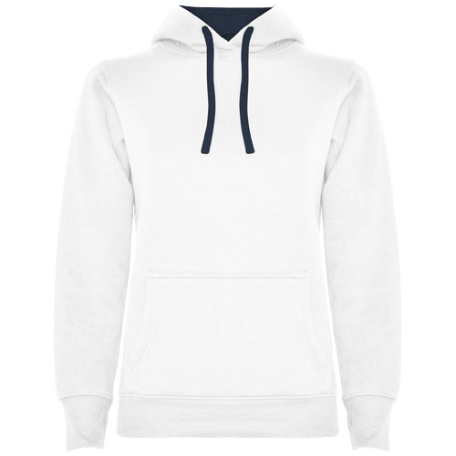 Sweat à capuche publicitaire Femme 280gr Urban ROLY Blanc et Navy Blue